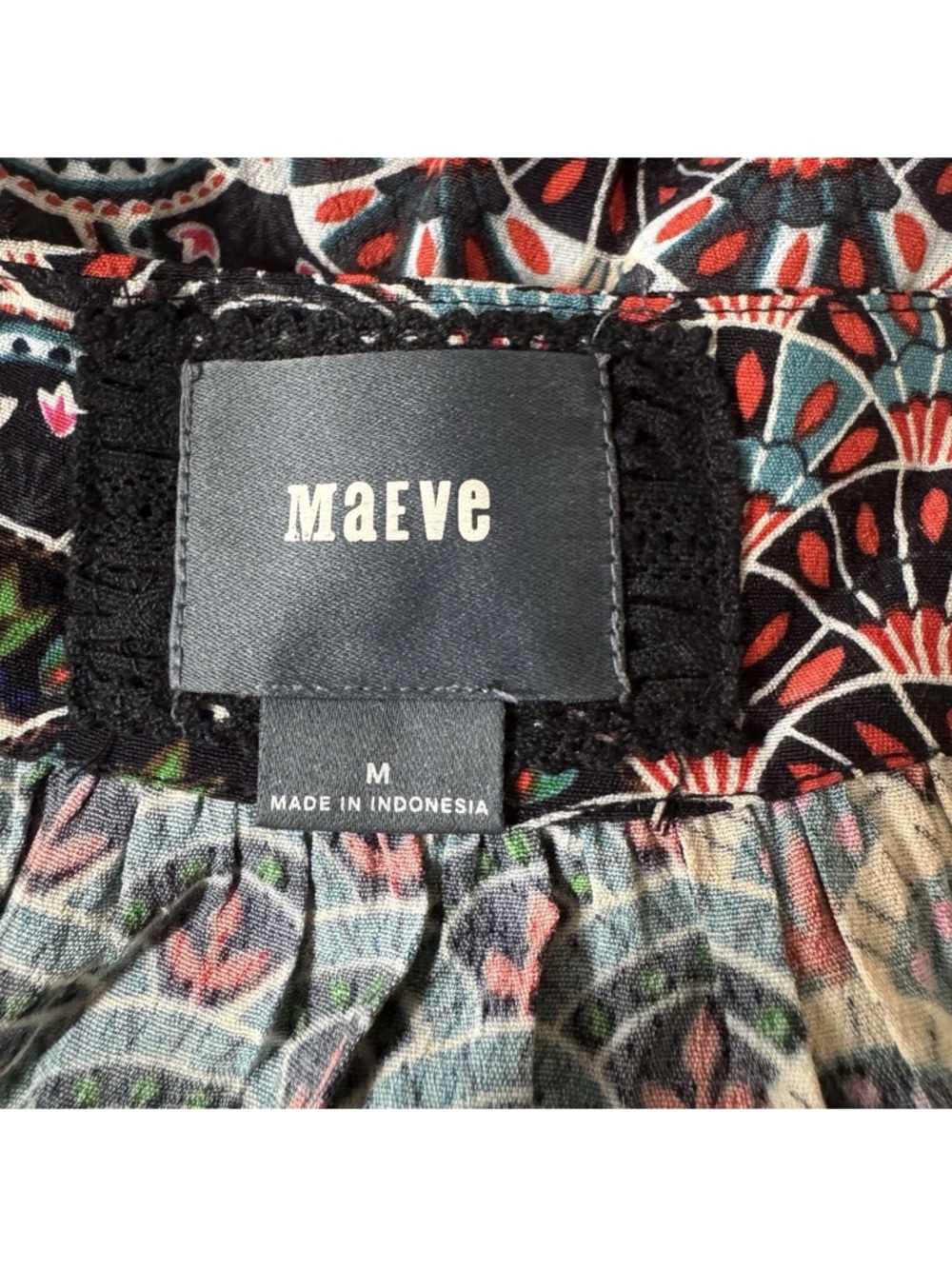 Anthropologie Maeve Monaco Empire Fan Print Mini Dress Medium Long Sleeve VNeck - Picture 7 of 10